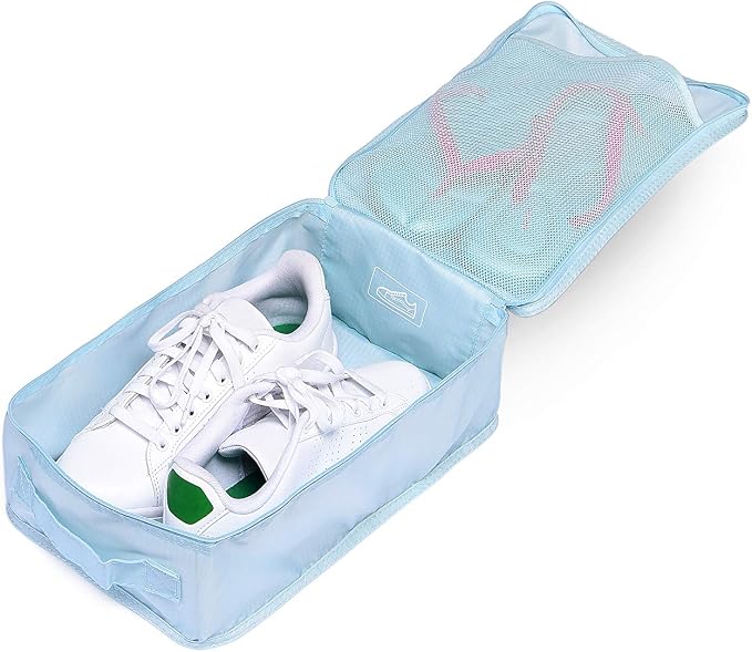 Travel Shoe Bags, Foldable Waterproof Shoe Pouches Organizer-Double Layer (2 Blue Shoe Bags) - Image 3