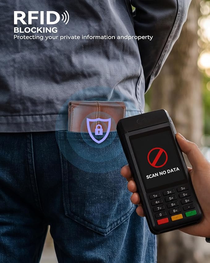 Swallowmall Mens Wallet Rfid Blocking Leather Wallet for Men Bifold Wallets with 1 ID Window 16 Card Slot Brick Red - Image 2