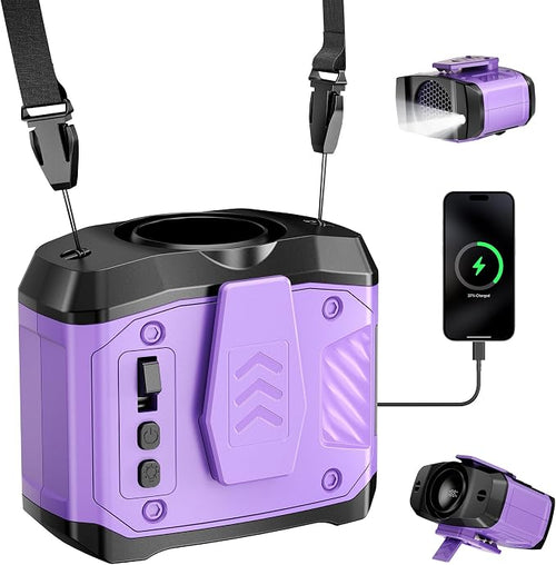 AJVV Portable Waist Fan Wearable Belt Fan Clip on Fan for Shirt, 40H Max Personal Cooling, for Camping, Outdoor, Jobsite, Travel, Black (Violet) by AJVV