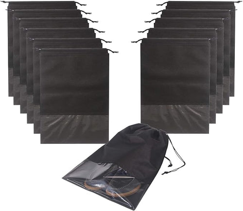 12PCS Travel Shoe Bags with Rope for Men and Women Large Shoes Pouch Storage Packing Organizers, Black by DIOMMELL