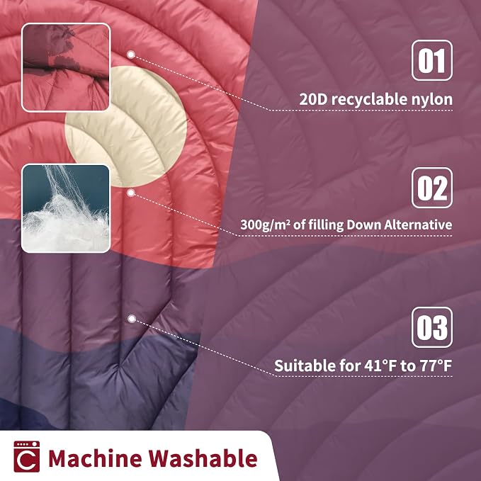 Camping Blanket,Lightweight Down Alternative Puffy Printed Camping Blanket Packable Outdoor Blanket for Camping,Traveling, Stadium, Hiking, Picnics - Image 4