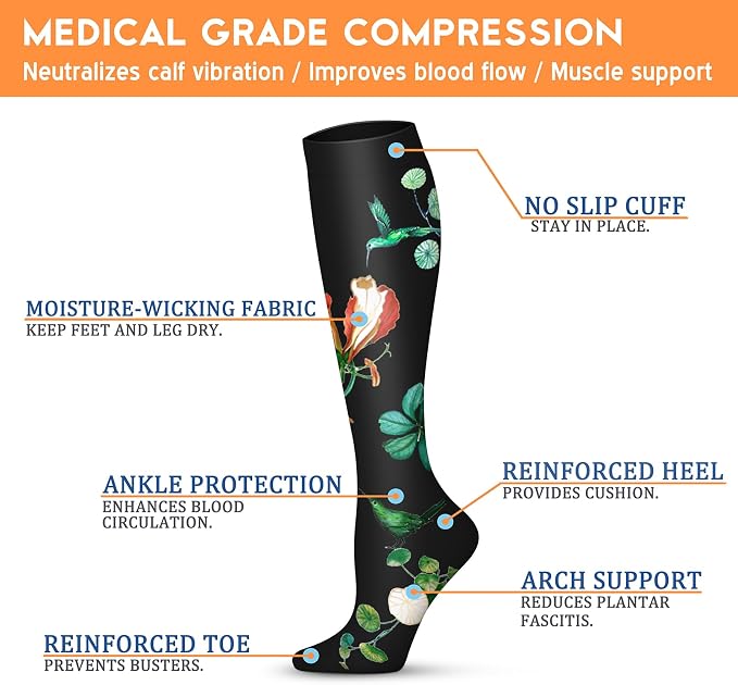 QUXIANG Compression Socks for Women & Men 15-20 mmHg, Best for Medical, Nursing, Running, Athletic, Varicose Veins, Travel - Image 6