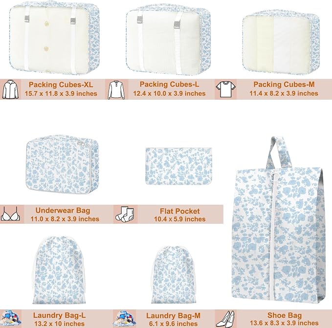 Packing Cubes for Travel - 8 Set Luggage Organizer Bags for Family, Mesh Breathable Packing Cubes for Suitcases Durable Travel Essentials Bags Set - Image 6
