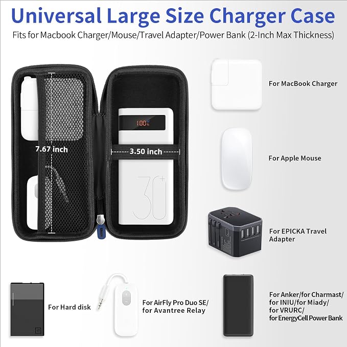 iMangoo Travel Essential Electronics Organizer Charger Case Carrying Pouch | 8.5x4.5x2" Power Bank Tech Accessories Protective Storage Shockproof Portable Purse Men Women School Office Trips Must Have - Image 2