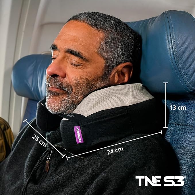 Cabeau Travel Neck Pillows for Airplanes The Neck's Evolution, TNE S3 Supportive Memory Foam Design for Long Haul Flights Attachable Seat Straps and 360 Support (Cairo Tan) - Image 8