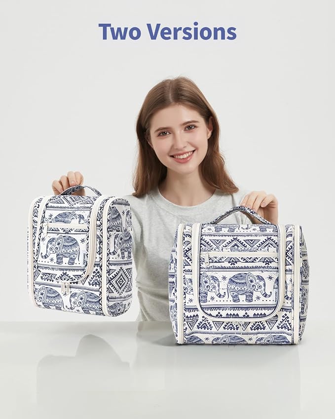 Narwey Small Hanging Toiletry Bag Women Travel Makeup Bag Organizer Toiletries Bag for Travel Size Essentials Accessories Cosmetics (Medium, Elephant) - Image 7