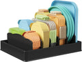 Lifewit Kitchen Cabinet Organizer for Food Contanier Lid with 7 Sections | Lid Holder with 6 Adjustable Dividers for Pantry Organizers and Storage, Home Drawer Organization, Black, Large, 13" x 10" by Lifewit