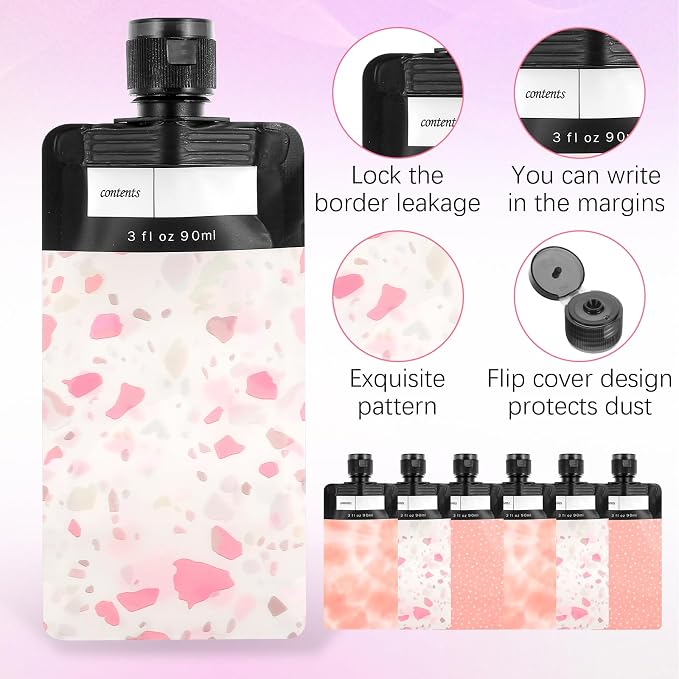 Dimeho 6 Pcs Travel Pouches for Toiletries, 3 oz Travel Size Containers Leak Proof Empty Squeeze Pouches TSA Approved Refillable Bottles for Liquids Shampoo Conditioner Pouch - Image 3