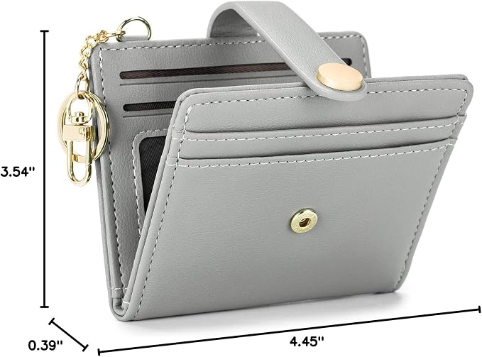 POIUGOYA Slim Wallet for Women,RFID Blocking Bifold Credit Card Holder with Zipper Coin Pocket,ID Window,Keychain - Image 7