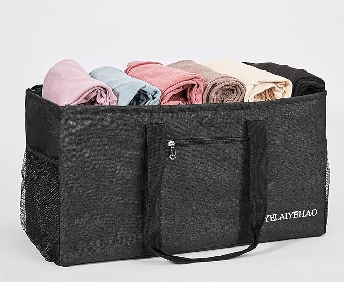 YELAIYEHAO Large Utility Tote Bag, Foldable Collapsible Tote for Storage Pool BeachShopping picnic laundry gym and Luggage - Image 6