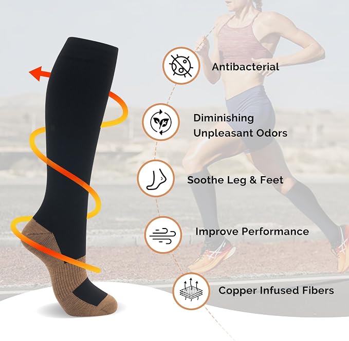 hello momoya Compression Socks for Women Men Circulation Knee High 8 Pairs for Nurses, Running, Travel, Athletic - Image 5
