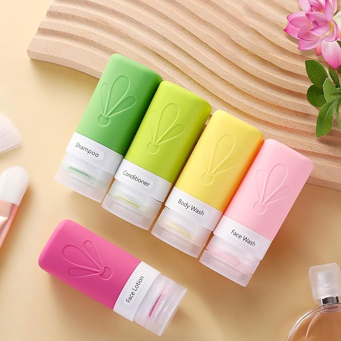 INSFIT Travel Bottles for Toiletries, TSA Approved 2oz Travel Size Toiletries, BPA Free Leak Proof Squeezable Silicone Tubes Travel Essentials for Shampoo Conditioner Lotion Soap - Image 5