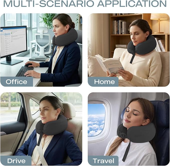 Skechers Neck Pillow for Traveling,Memory Foam Travel Neck Pillow for Airplane Travel Pillow for Flight Headrest Sleep, Portable Plane Accessories,Black - Image 7