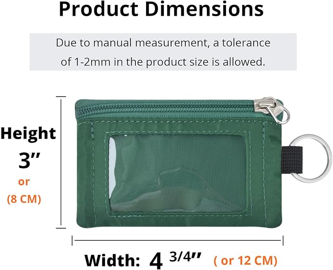 RFID Blocking Travel Wallet with Adjustable Lanyard, Small Nylon Zipper Pouch and Badge Holder for ID, Credit Cards, Cash, Keys, Commuters (Forest Green) - Image 3
