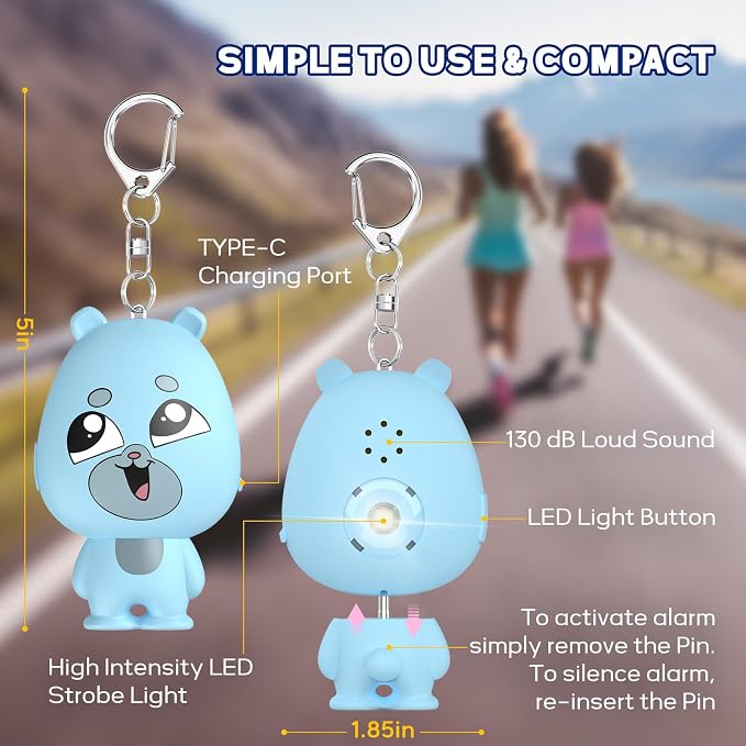 Rechargeable Personal Alarm for Women – 130dB Loud Emergency Alarm Keychain with Strobe Light, Self-Defense Safety Alarm with Low Battery Alert for Women, Kids & Seniors - Image 5