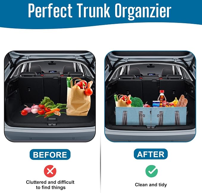 VENO 2 Pack Extra Large Reusable Grocery Shopping Bags Utility Tote | Water Resistant, Storage Box w/ Sturdy Side Handles & Hard Bottom, Foldable for Groceries Shopping Cart(Blue, 8 Gallon) - Image 8