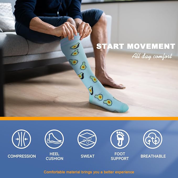 cerpite Compression Socks for Women & Men 6 Pairs Knee High Compression Socks 20-30 mmhg Best for Running,Nurse,Travel - Image 6