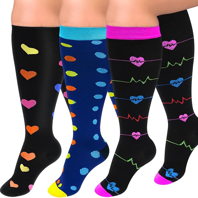 Diu Life 3 Pairs Plus Size Compression Socks for Women and Men Wide Calf Extra Knee High Support for Circulation by DiuLife