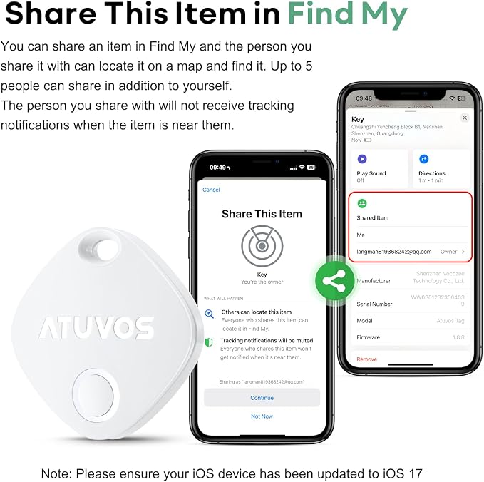 ATUVOS Air Tracker Tags-4 Pack, Bluetooth Luggage Tracker Works with Apple Find My APP (iOS Only, Not for Android), Keys Finder and Item Locator for Luggage, Backpack, Suitcases, Replaceable Battery - Image 7