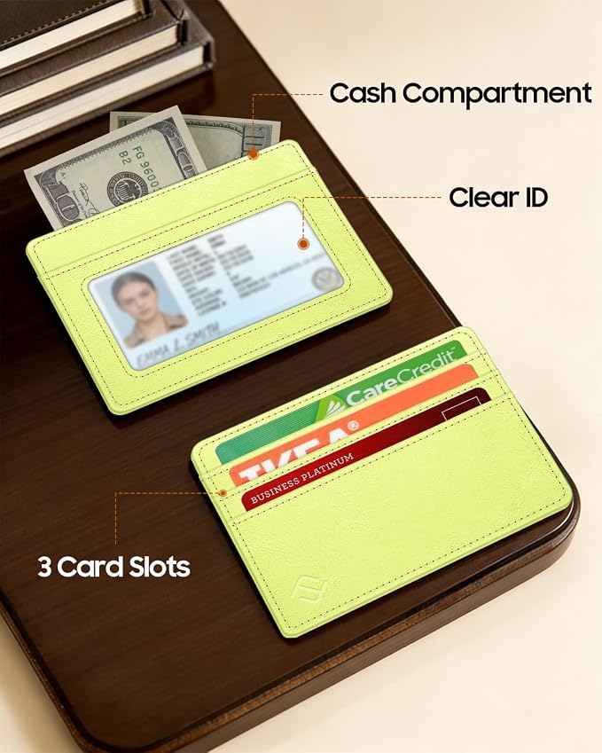 FINTIE Slim Minimalist Front Pocket Wallet RFID Blocking Credit Card Holder | Card Cases with ID Window for Men Women, Citrus - Image 4