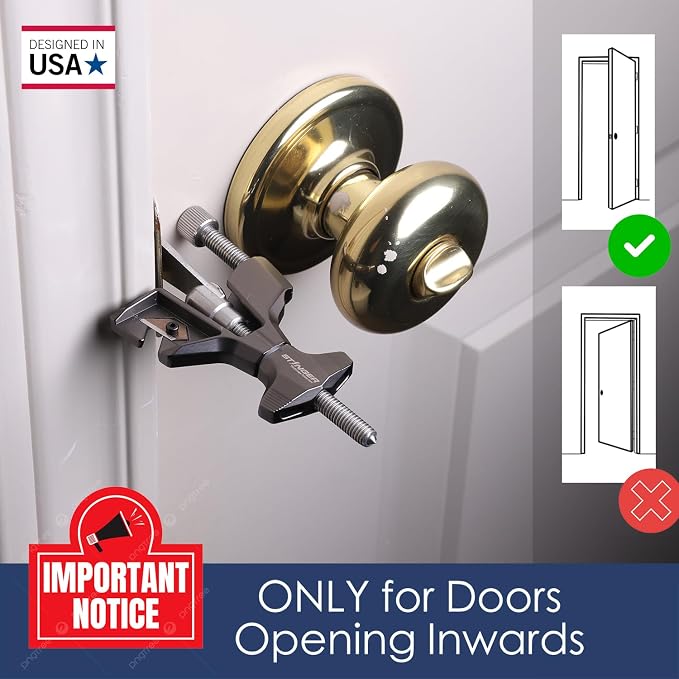 Stinger USA Metal Portable Travel Door Stopper Security Lock for Hotel&Home | Glass Breaker,Seatbelt Cutter,Ideal Travel Safety Lock for Women and Families - Image 2