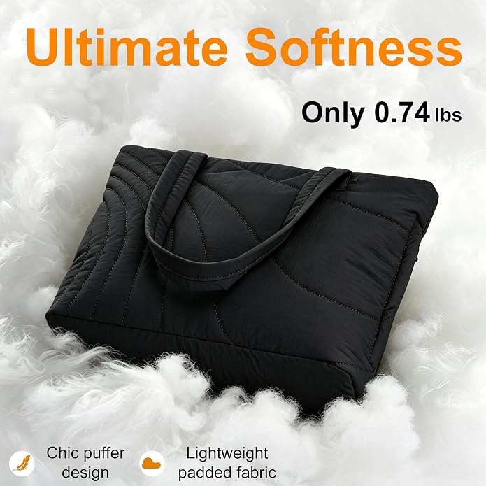Quilted PufferTote Bag for Women with Wallet,0.741bs Lightweight Large Capacity Handbag for Travel,Work,Gym,Daily - Image 4