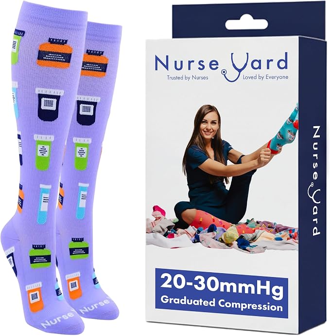 Compression Socks for Nurses - Women & Men - 20-30mmHg Graduated Compression, For Medical Staff, Athletes - 1 Pair by NurseYard