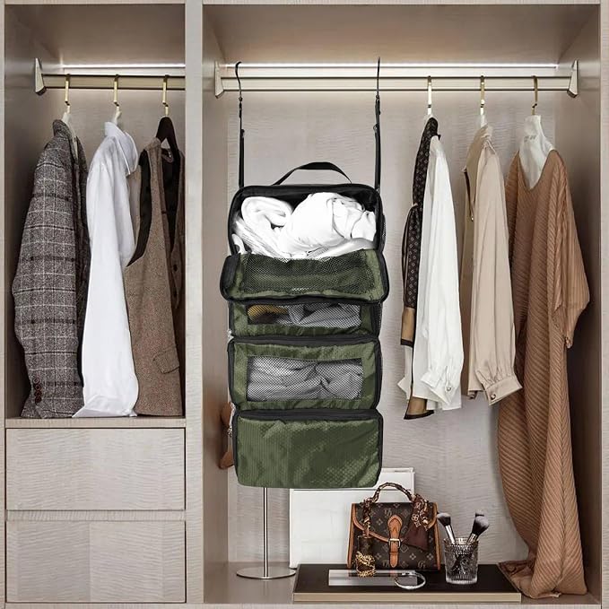Olosar Suitcase Organizer, Travel Luggage Organizer Portable Hanging Travel Shelves Collapsible Hanging Packing Cubes for Carry on Suitcase - Image 7