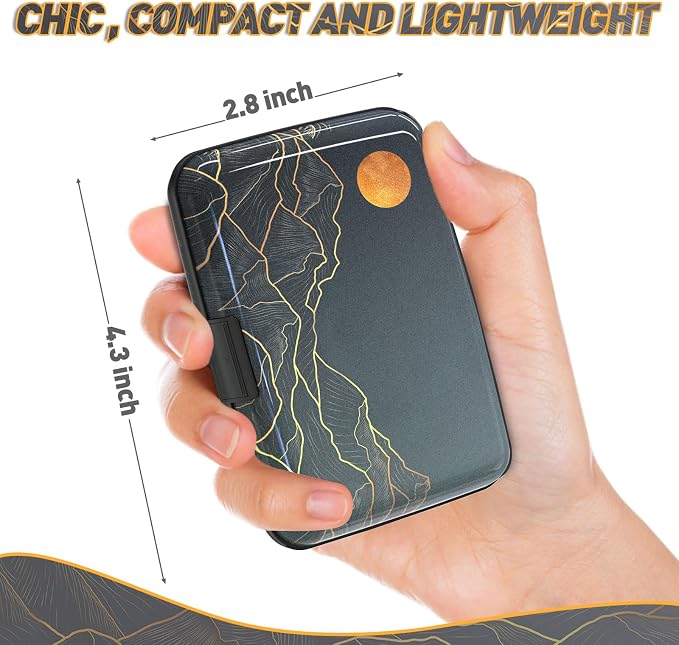 Credit Card Holder, Mini RFID Small Aluminum Card Wallet Business Card Case | Blocking Slim Metal RFID Blocking Front Pocket Wallet Hard Case Durable CC Holder for Men Boy, Cool Abstract Mountain - Image 3