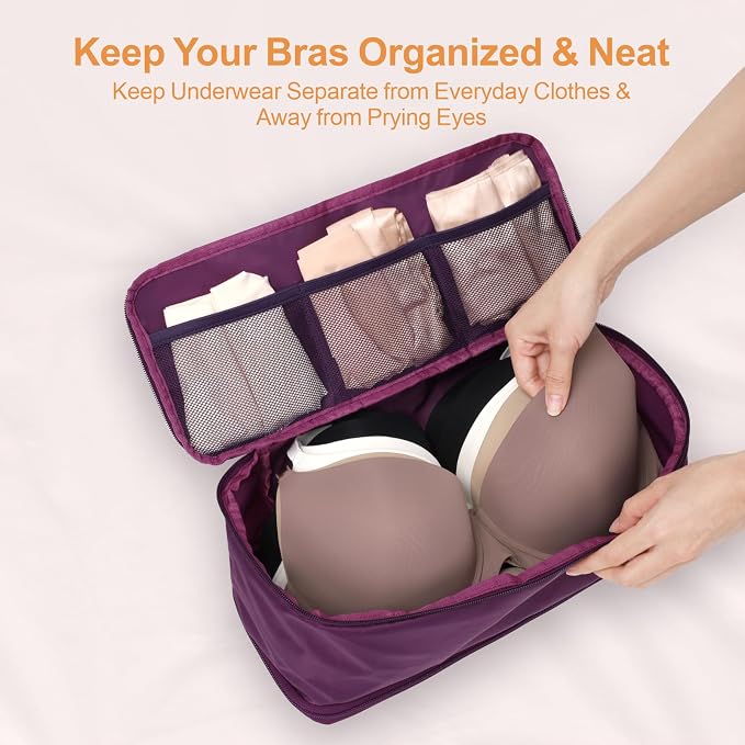 Cambond Travel Underwear Organizer Bag - Bra Organizers for Luggage | Fits A to 36D, 4-in-1 Soft Double Layer, Compression Zip Design, Expandable Compartments Keep Clothes Sorted, Luggage Tidy - Image 7