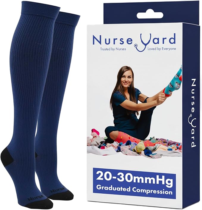 Compression Socks for Nurses - Women & Men - 20-30mmHg Graduated Compression, For Medical Staff, Athletes - 1 Pair by NurseYard