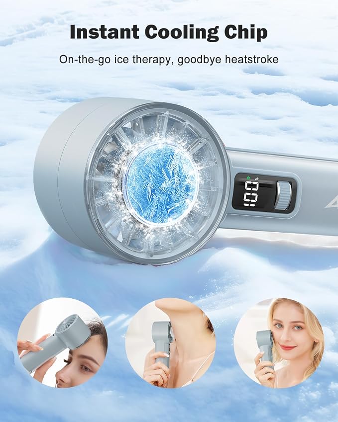 AMACOOL Handheld Fan with Ice Cooler, Mini Portable Cooling Fan | Gifts for Mom Her Women Girl, Small Yet Powerful, Personal Hand Fans for Men Travel Essentials Beach Outdoor Makeup - Image 2