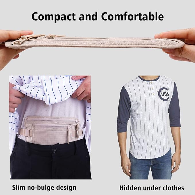 Money Belt for Travel Women and Men Slim Hidden Travel Wallet with RFID Blocking - Image 3