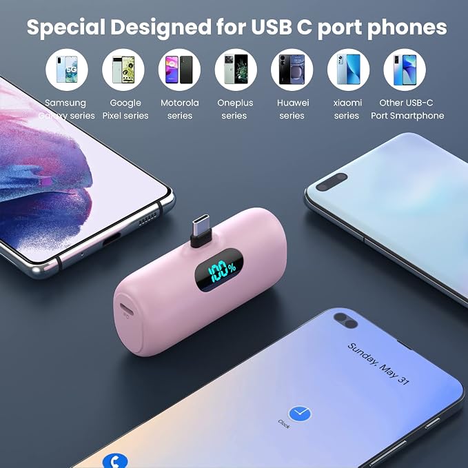 [2-Pack]Portable Charger for iPhone 17/16/15,Mini Power Bank 5500mAh PD USB C Portable Phone Charger,Travel Essential Battery Pack for iPhone 17/17 Air/16/16 pro/15/15 pro Max/Android/Samsung/Moto/LG - Image 3