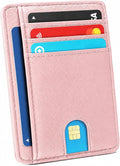 Slim Minimalist Front Pocket RFID Blocking Leather Credit Card Holder, Small Compact Wallet with ID Window for Men and Women (Pink) by Unknown