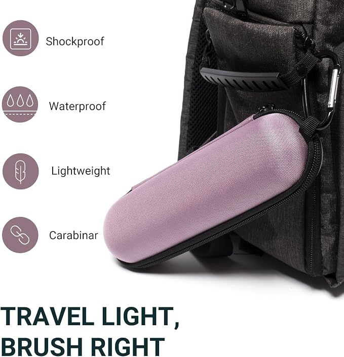 Nincha Compact Electric Toothbrush Travel Case, EVA Protective Storage Bag for Philips Sonicare/Oral-B, Waterproof Portable Carrying Case with Mesh Pocket & Elastic Bands (Smoky Pink) - Image 6