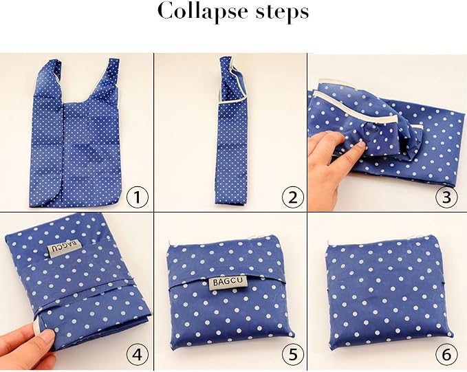 Cloth Tote Bags, Reusable, Foldable, Recycle for Shopping, Fits in Pocket, Eco Friendly for Groceries, Water Resistant, Lightweight, Strong & Durable Large (6Pack) - Image 4