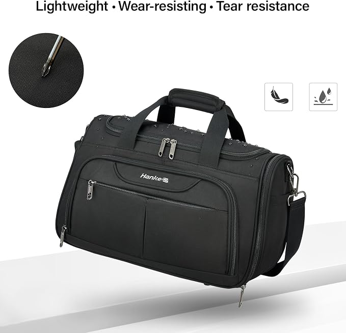 Hanke Small Underseat Carry On Luggage Bags for Travel with 10 Pockets. | Airline Approved Foldable Personal Bag w/ Luggage Sleeve; Tote Duffle & Bento Bag, Flight Attendant Weekender for Men & Women - Image 7