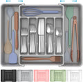 ukeetap Extra Large Expandable Silverware Organizer, Flatware Tray,Gray | BPA-Free Food-Safe Kitchen Utensil Cutlery Drawer Organizer, Adjustable Silverware Holder for Spoons Forks Knives by ukeetap