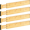 4 PCS Drawer Divider, 17"-22" Adjustable Bamboo Drawer Dividers Organizers, Expandable Separators for Kitchen, Clothes, Dressers, Home, Office by Unknown