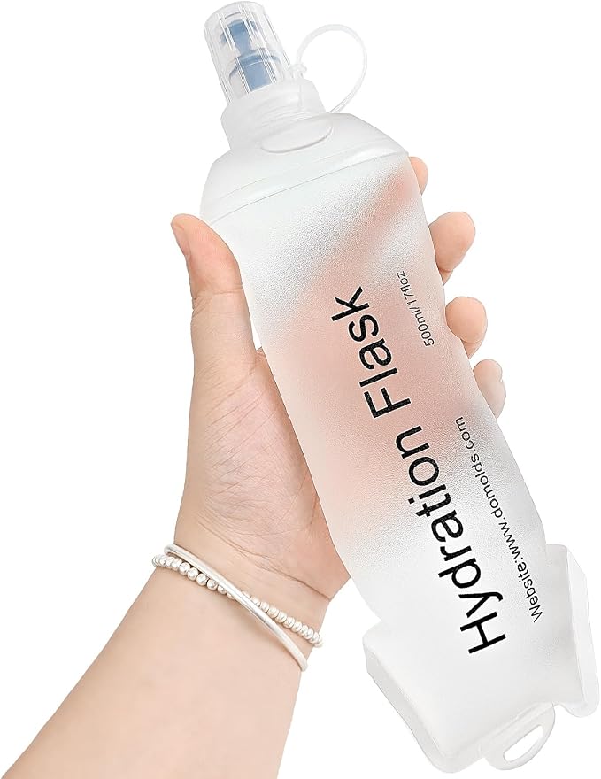 GUYI GYGYL Soft Flask, Collapsible Water Bottle for Sports, 500ml White | TPU Collapsible Water Bottle for Hydration Pack, Running Vest, Leak-Proof Folding Bottle for Hiking Cycling Climbing Jogging by GUYI