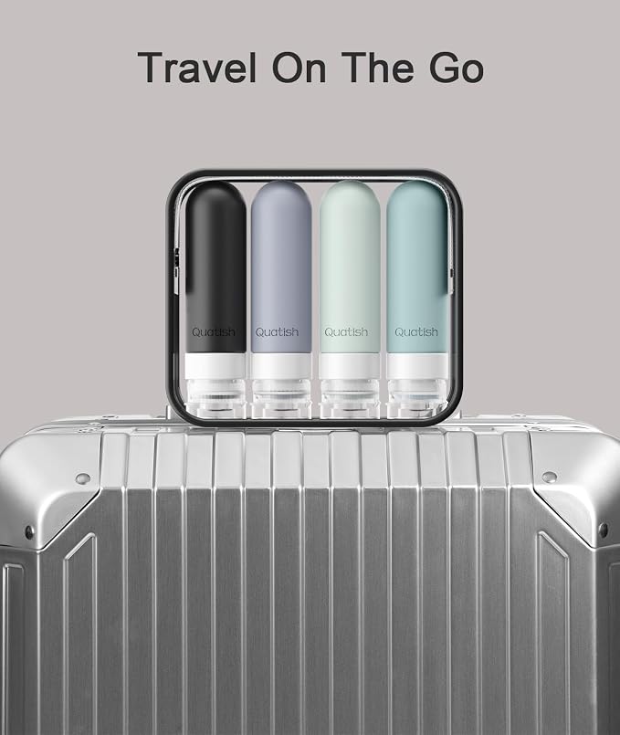 Quatish Travel Bottles for Toiletries, Original Patented Leak Proof Travel Size Toiletries, 3 oz Tsa Approved Silicone Shampoo and Conditioner Bottles, Travel Essentials, 4 Pack, Grey - Image 6