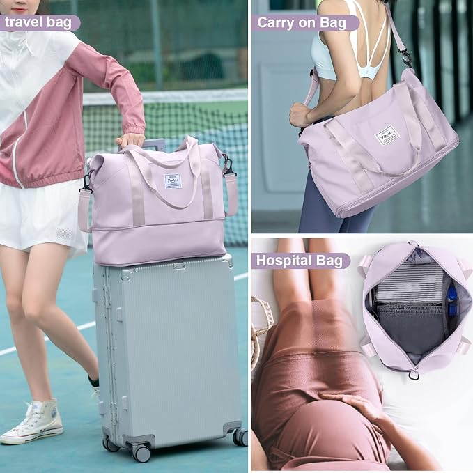 Travel Duffel Bag, Sports Tote Gym Bag, Shoulder Weekender Overnight Bag for Women - Image 6