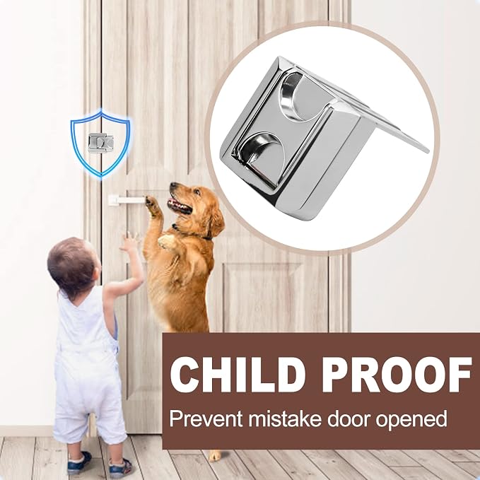 CZU Home Door Lock Security, Upgraded Safety Childproof Door Reinforcement Lock Latch (2-Pack), Extra Defend Door Lock for Inward Swinging Door - Image 4