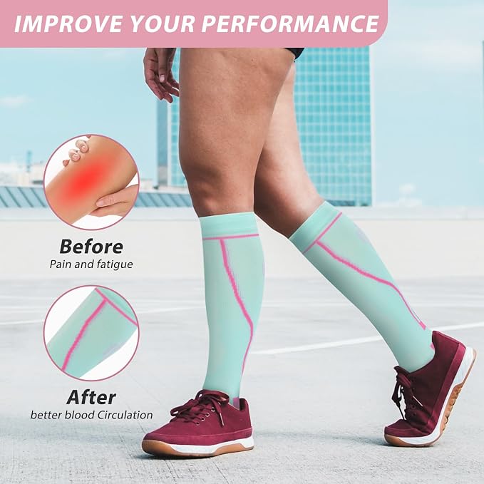 hello momoya Compression Socks for Women Men Circulation Knee High 8 Pairs for Nurses, Running, Travel, Athletic - Image 3