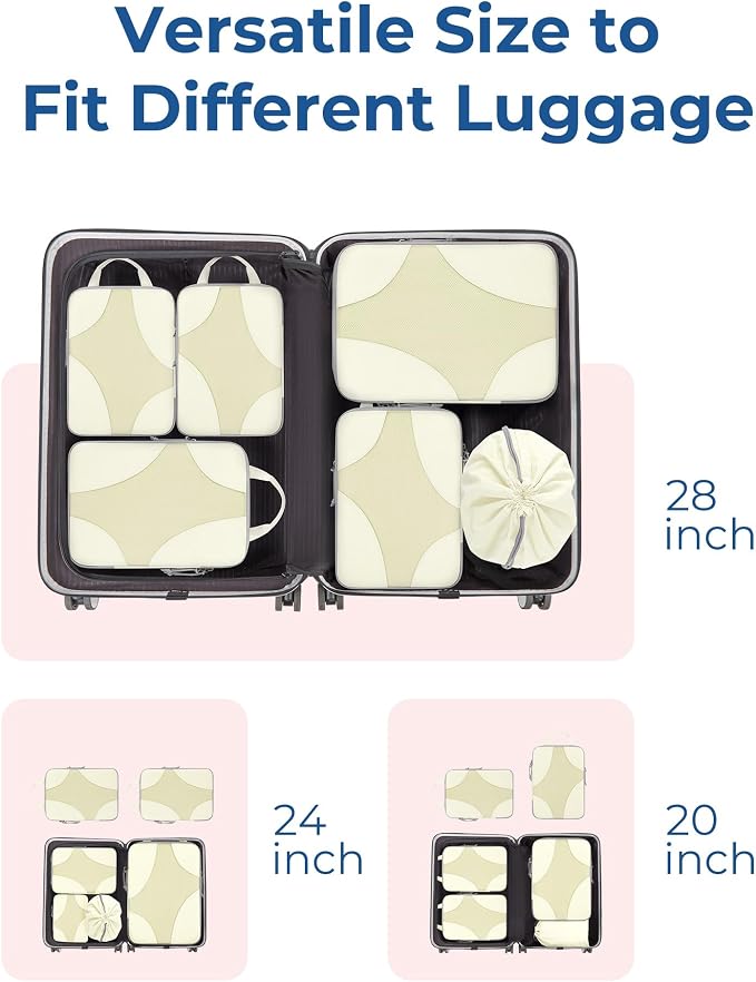 Bagsmart Compression Packing Cubes, Travel Bag Cruise Ship Essentials | Lightweight, Compressible Suitcase Organizer Set fit Standard Carry-On & Checked Luggage, 6 Set, 14 Set Washable Packing Bags - Image 3