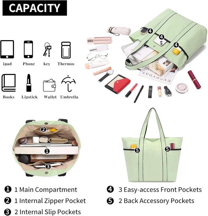 Corduroy Tote Bag for Women Crossbody Bags Lightweight Handbags Shoulder Bag with Zipper Pockets for Work Shopping - Image 3