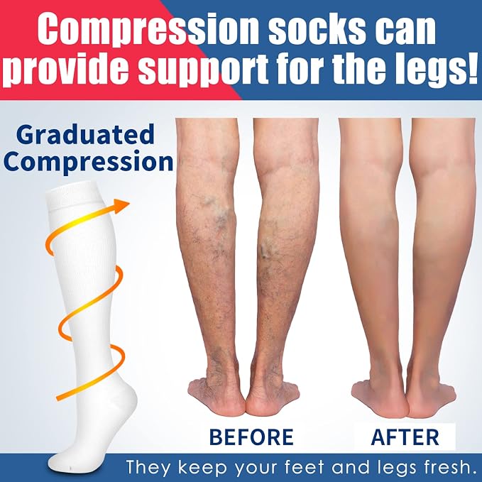 4 Pairs-Compression Socks for Women&Men Circulation-Best Support for Nurses,Running,Athletic - Image 2