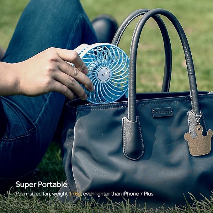 EasyAcc Mini Handheld Fan, Personal Cooling Fan Folding USB Desk Fan Small Portable Table Fan for Travel Camping Outdoors Office Home - Blue… - Image 4