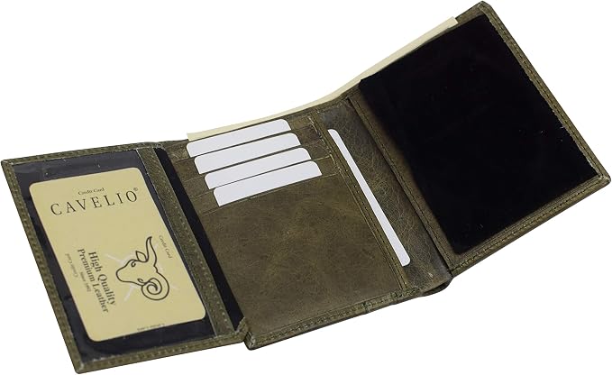 RFID Blocking Genuine Leather Badge Holder Bifold Wallet USA Series (Green) - Image 3